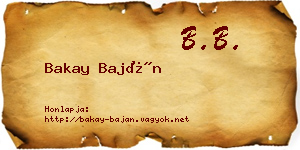 Bakay Baján névjegykártya